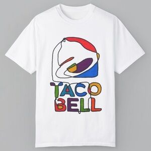 Taco Bell Women's Graphic T Shirt in White Multi Color Logo Size Medium